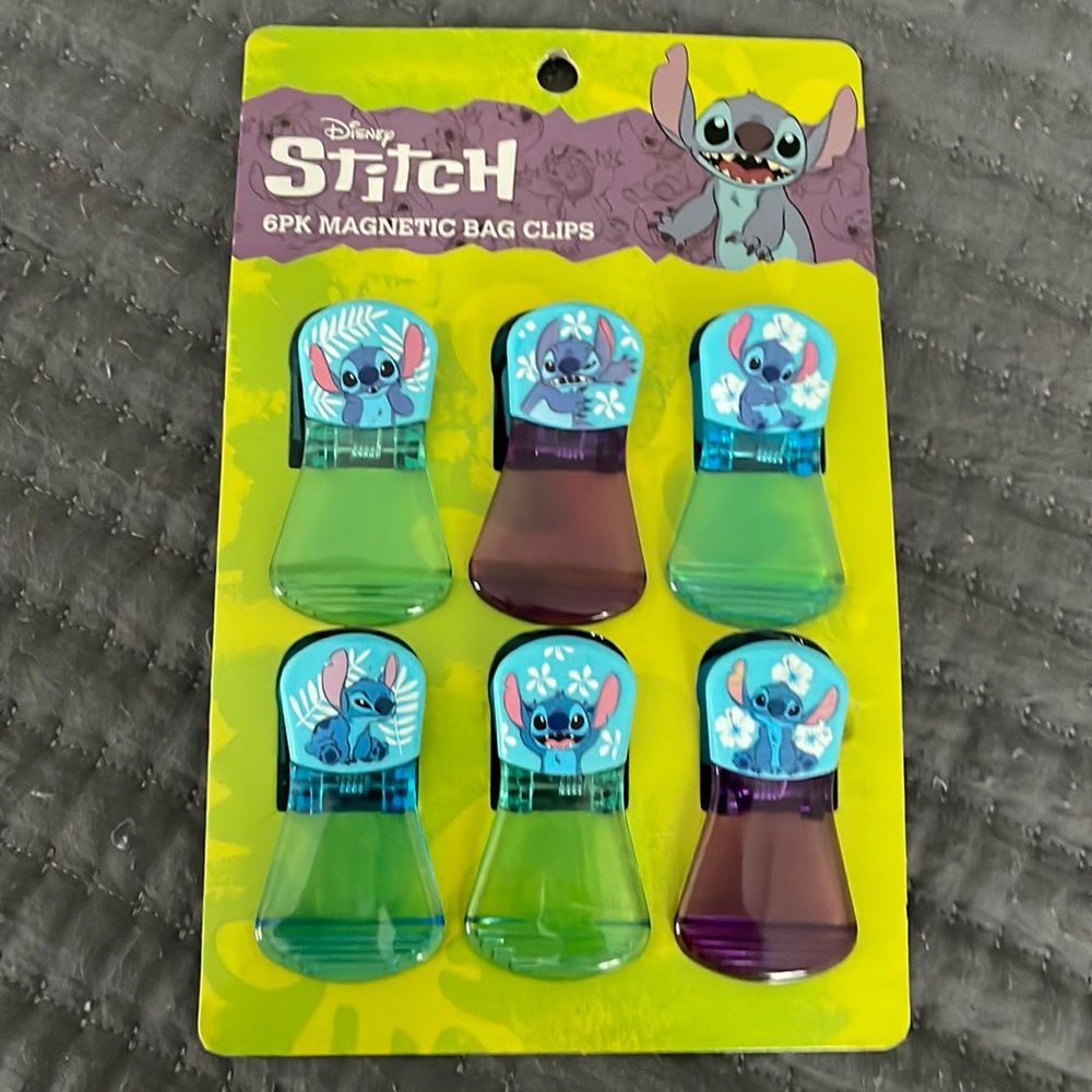 Disney Stitch 6 pack magnetic bag clips